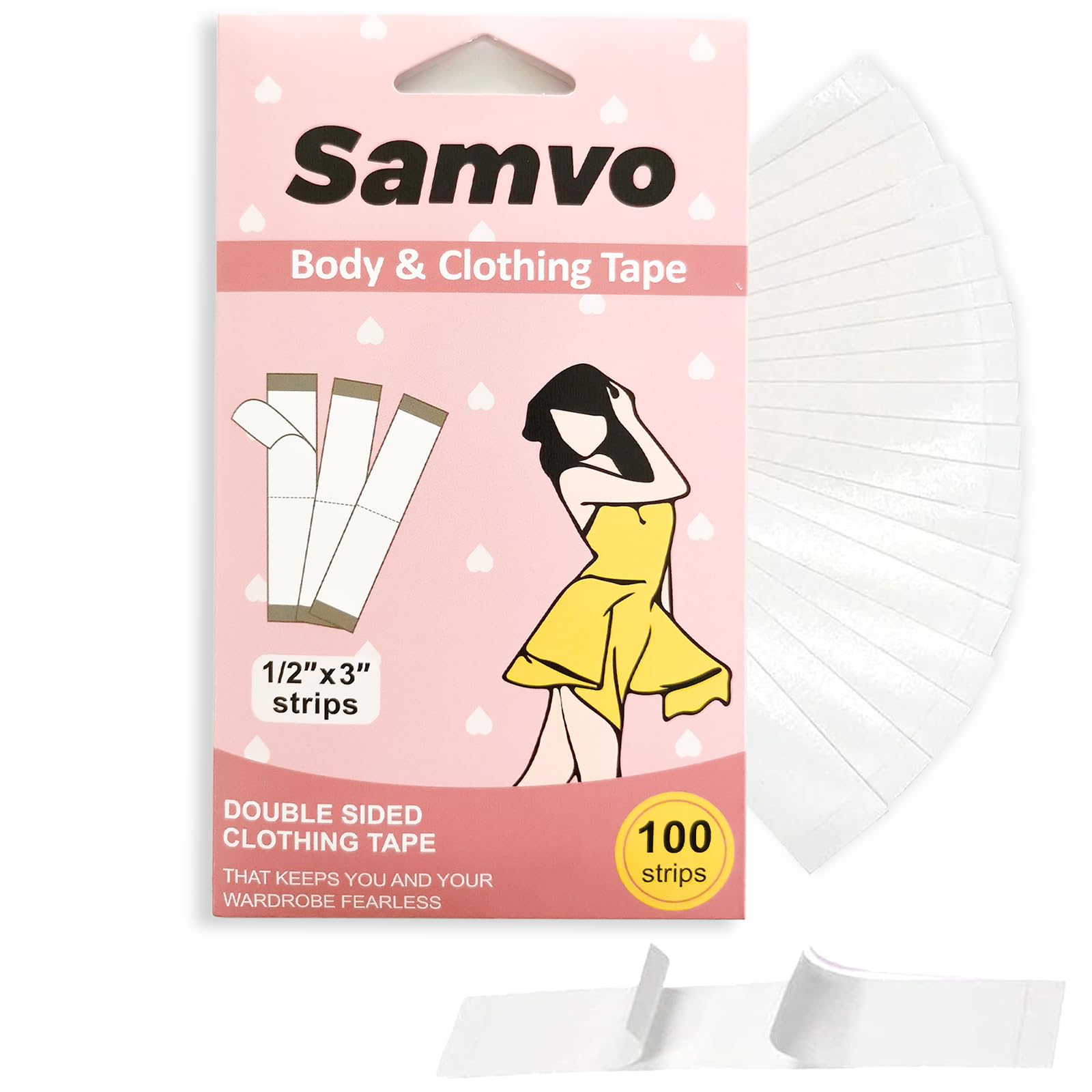 Photo 1 of 100Pcs Double Sided Skin Tape for Clothing, Transparent Strong Body Anti-Exposure Tape, Skin-Friendly, Suitable for All Tones, Suitable for All Fabrics, Multi-Purpose