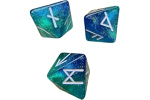 3pcs Mystical Runes Dices Acrylic 8 Sided Tone Assorted Polyhedral with Symbols and Double Tone Double Color Game