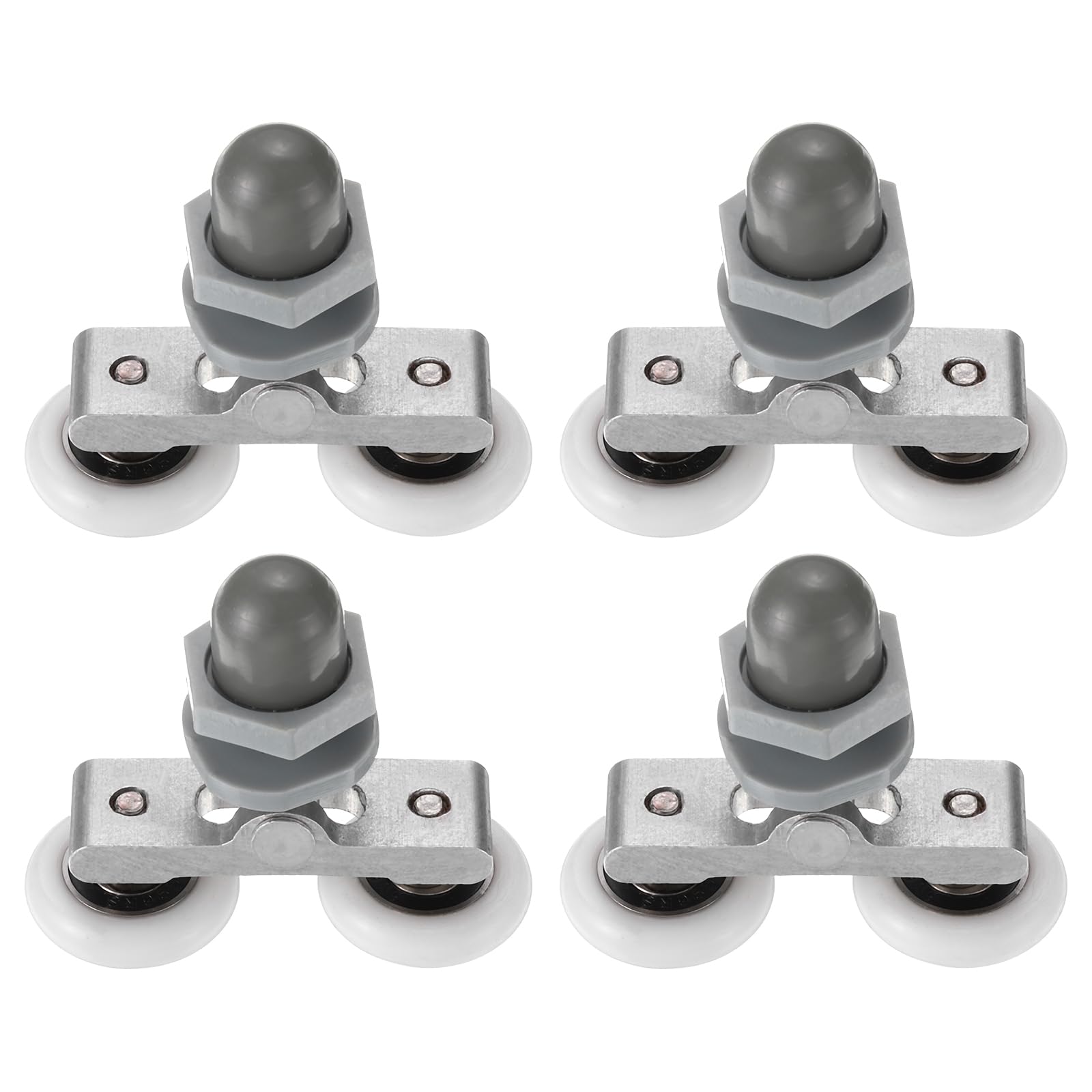PATIKIL Shower Door Rollers 23mm/0.9", 4 Pack Bathroom Glass Door Runner Replacement Part Sliding Shower Door Wheels for Curved Glass Doors 4-6mm, Glass Hole 10-14mm, White