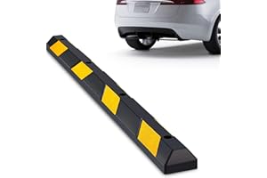 Outspurge 72.5" Rubber Parking Bumper 4500lbs Heavy Duty Parking Curb for Garage Parking Block Car Stopper with 8 High Reflective Yellow Safety Stripes, 72.5" Lx 6.5" Wx 4.5" H,1 Pack