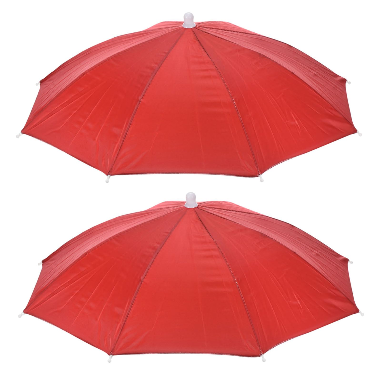 YOKIVE 2 Pack Umbrella Hat, Folded Sun Rain Caps Hand Free Fish Umbrella Hats Great for Hiking, Fishing, Camping, Sports (Red, 20-Inch)