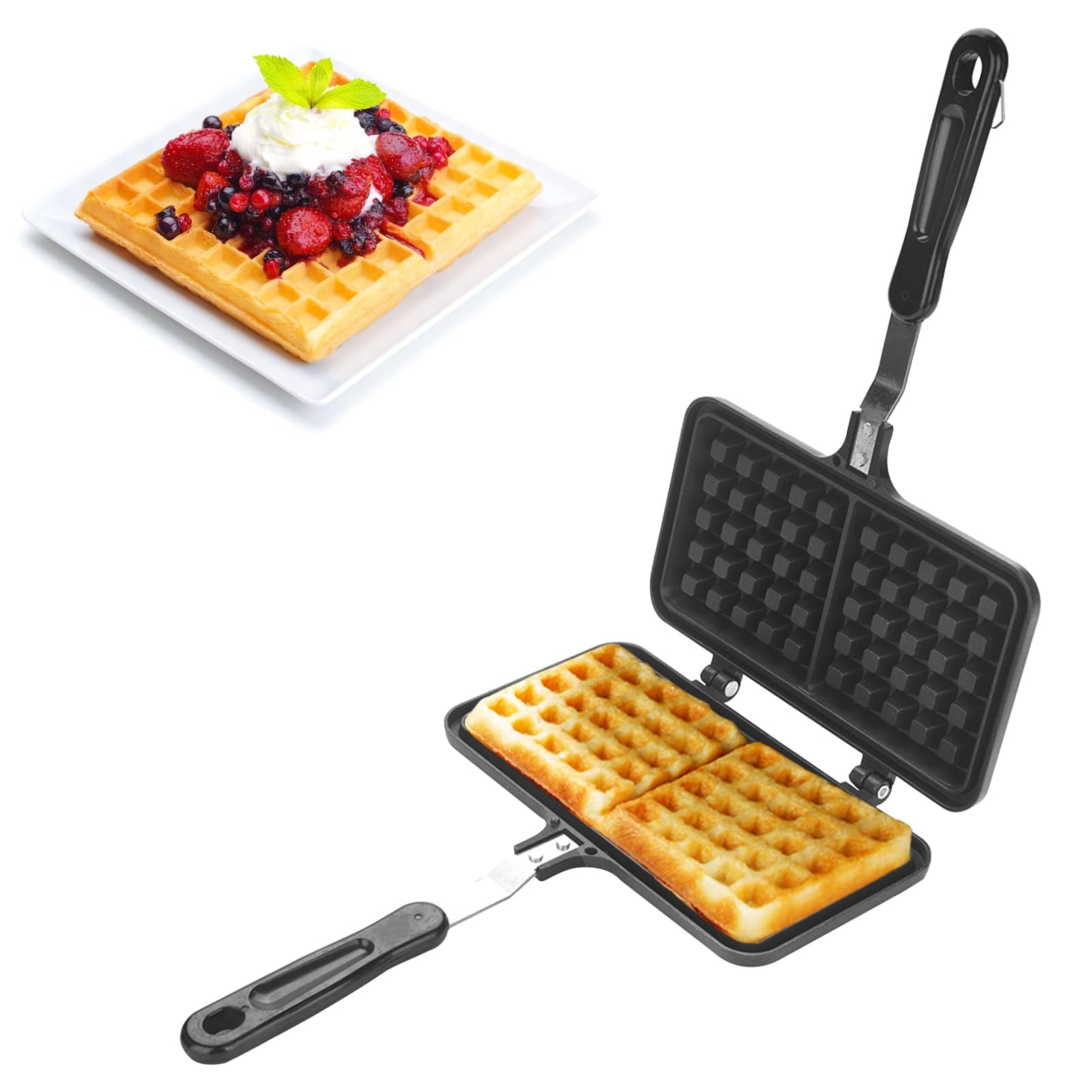 Agatige Stovetop Waffle Maker, Dual Head Non-stick