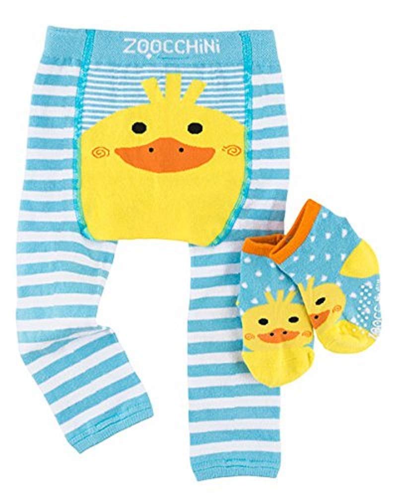 ZOOCCHINIGrip+Easy Comfort Crawler Legging & Socks Set (12-18 Months, Puddles the Duck)