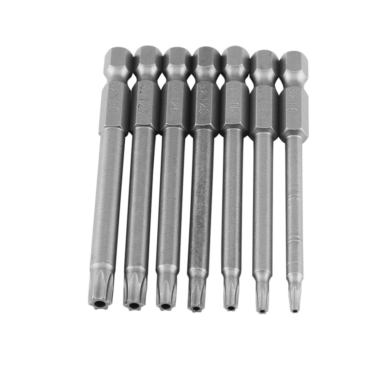 Screwdriver Bits, 7pcs 1/4 Inch Hex Shank T 8-T30 Magnetic Security Star Screwdriver Bits Quick Change Metric Nut Driver Set