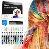Hair Chalk Pens, Ohuhu 12 Colors Temporary Hair Chalks Salon, Non-Toxic Washable Hair Dye Colors for Party, Cosplay, Theater, Halloween Makeup, Girl's Night Out