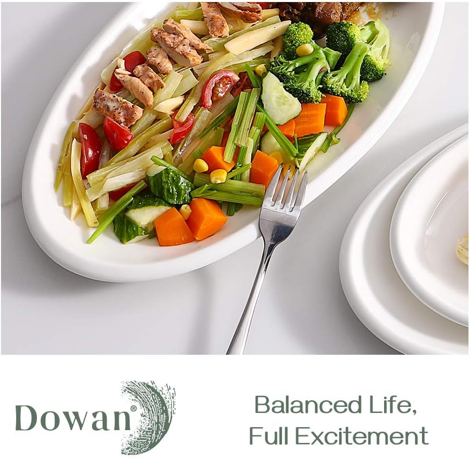 DOWAN Large Oval Serving Platters Set of 3, Soft White Porcelain Plates 30/35.5/39 cm - Image 3