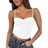 ForeFair Women Y2K Sweetheart Neck Sleeveless Crop Tank Tops Backless Spaghetti Strap Pleated Bustier Camis Going Out Top