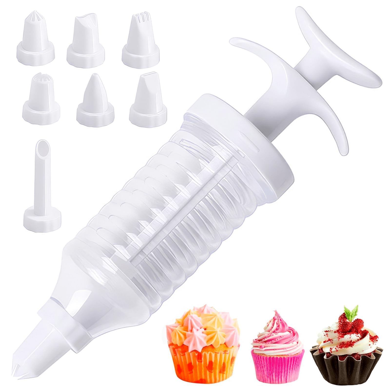 Icing Syringe, Cake Piping Kit Baking Supplies Frosting Tools with 8 Pieces Icing Nozzles, Cake Decorating Kit Piping Nozzle Dessert Decorator Cake Decorating Tool for Gift Baking Lover