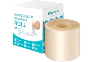 AOSHET Hydrocolloid Roll for Wound Care - Extra Large Cut-to-Size Medical-Grade Hydrocolloid Patch Bandages with Self-Adhesive, Ultra Absorbent or Burn, Blister, Acne Care, Sterile & Waterproof (2IN*5.0FT)