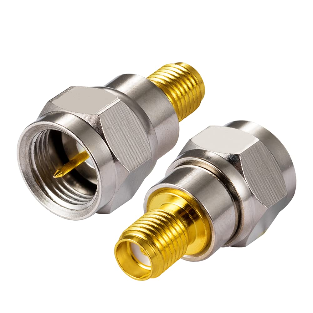 Vecys SMA Connector Adapter SMA Female to F Type Male Coaxial Cable Connector Straight Adapter for FM Radio DAB Antenna WIFI Antenna CATV TV Antenna Aerial Networks Modems(2 pcs)