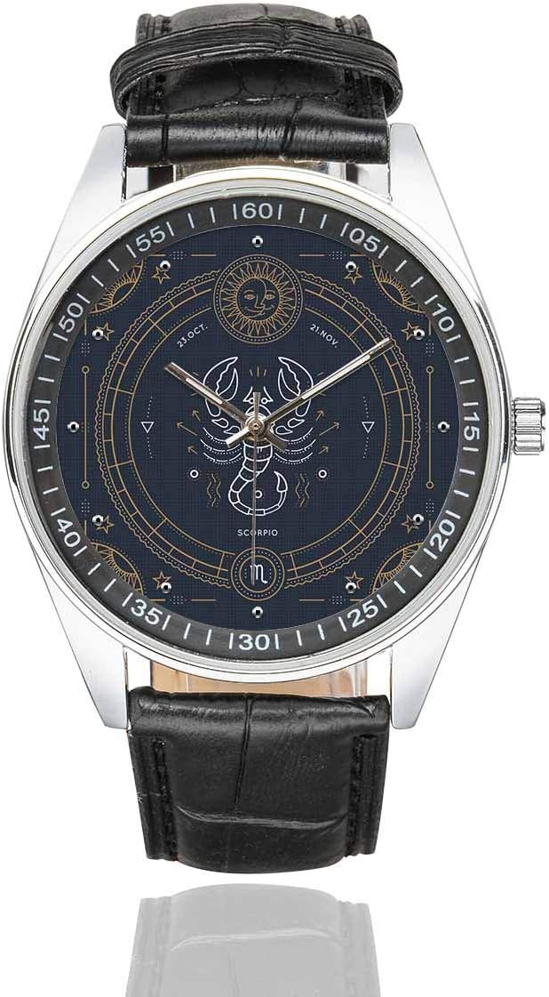 Men's Casual Black Leather Strap Watches Fireworks American Flag Waterproof Wrist Watch