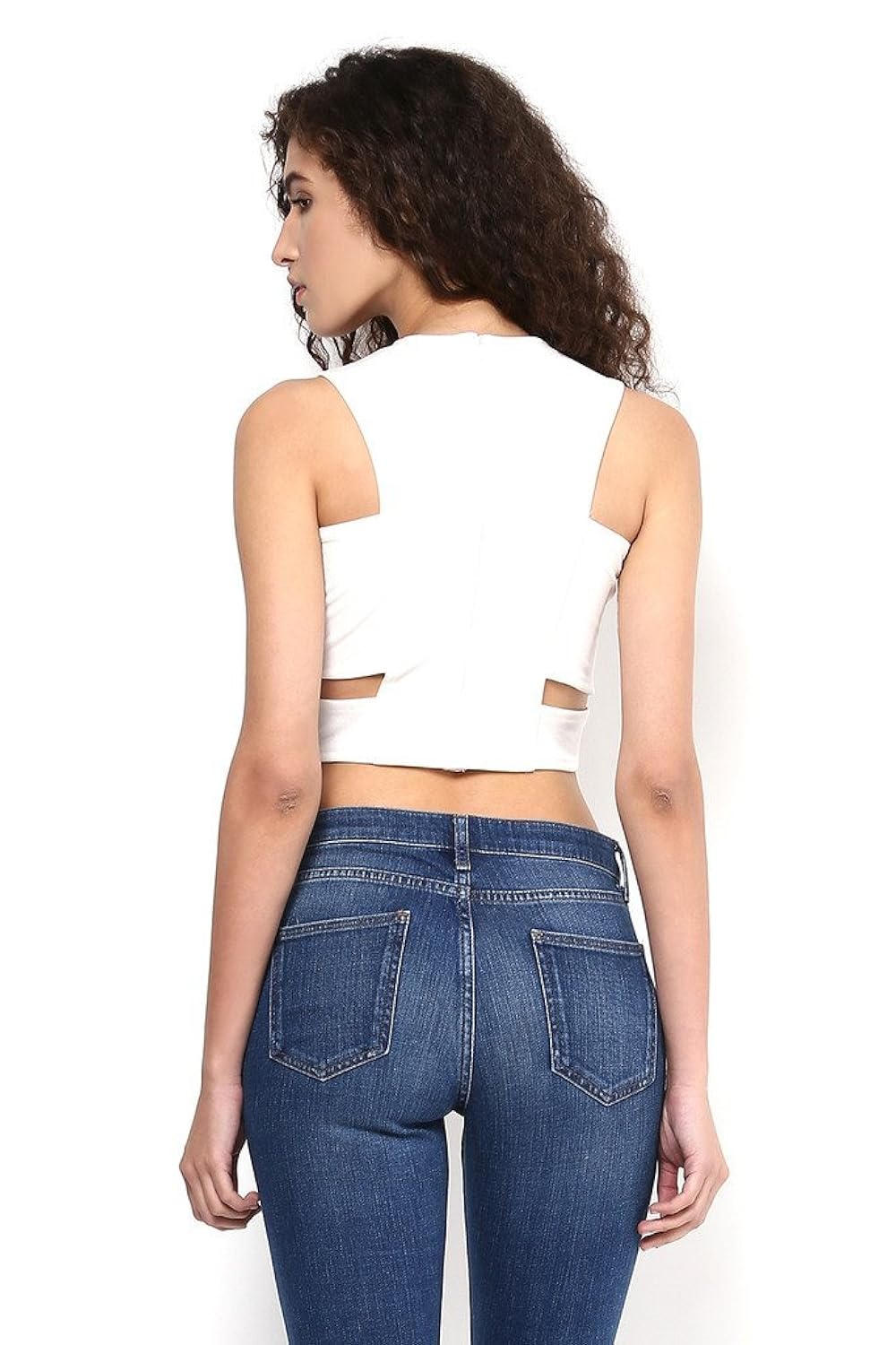 martini women white stretchable crop top