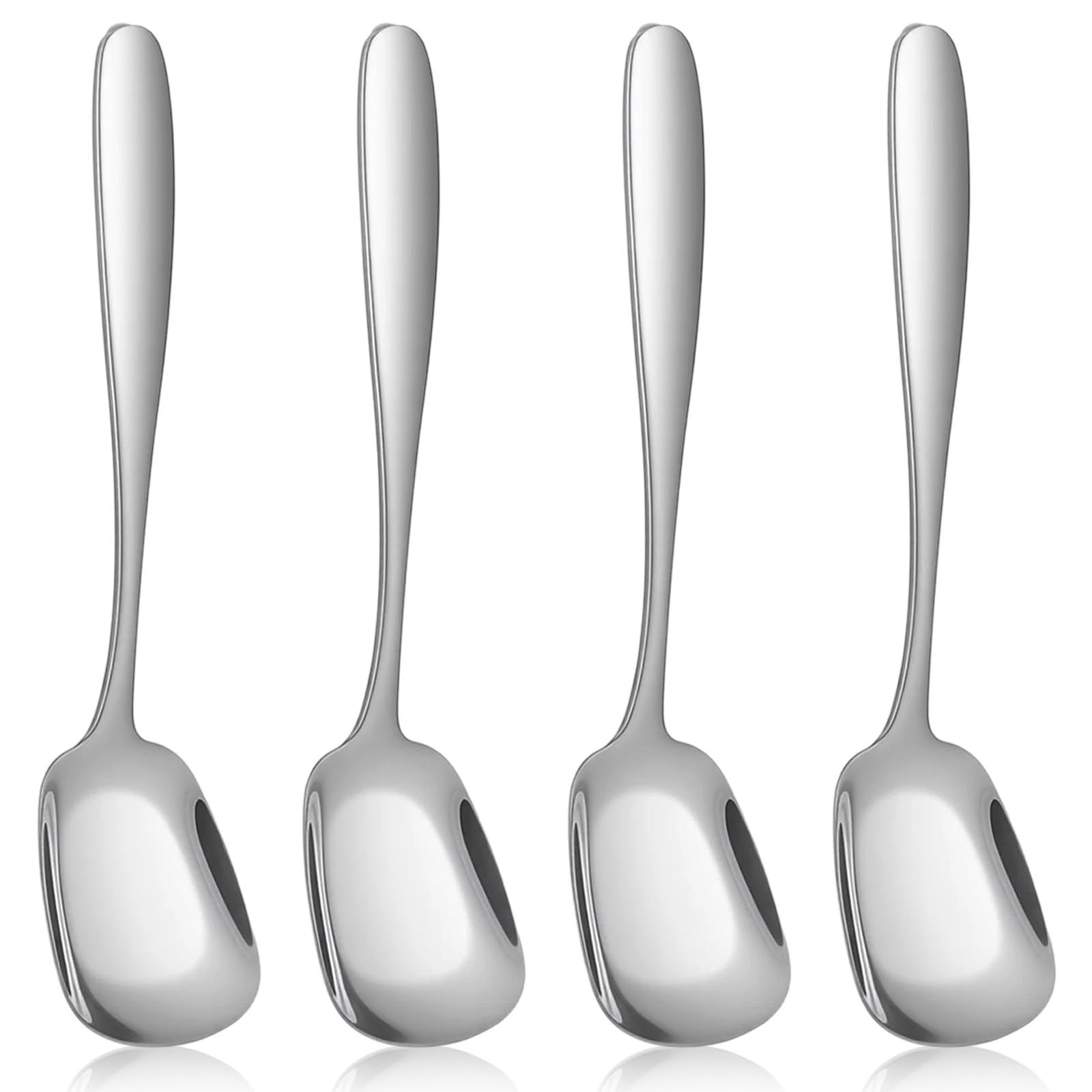 Photo 1 of **2pc only** Pcs Ice Cream Spoon, Square Head Dessert Spoons Stainless Steel Soup Spoon Mini Shovel Spoons for Tea Dessert Sugar 6.0-inch Silver