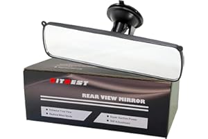 Rear View Mirror, 9.8" Universal Suction Cup Rearview Mirror Car Interior Rear View Mirror – Panoramic- Stick On - Wide Angle