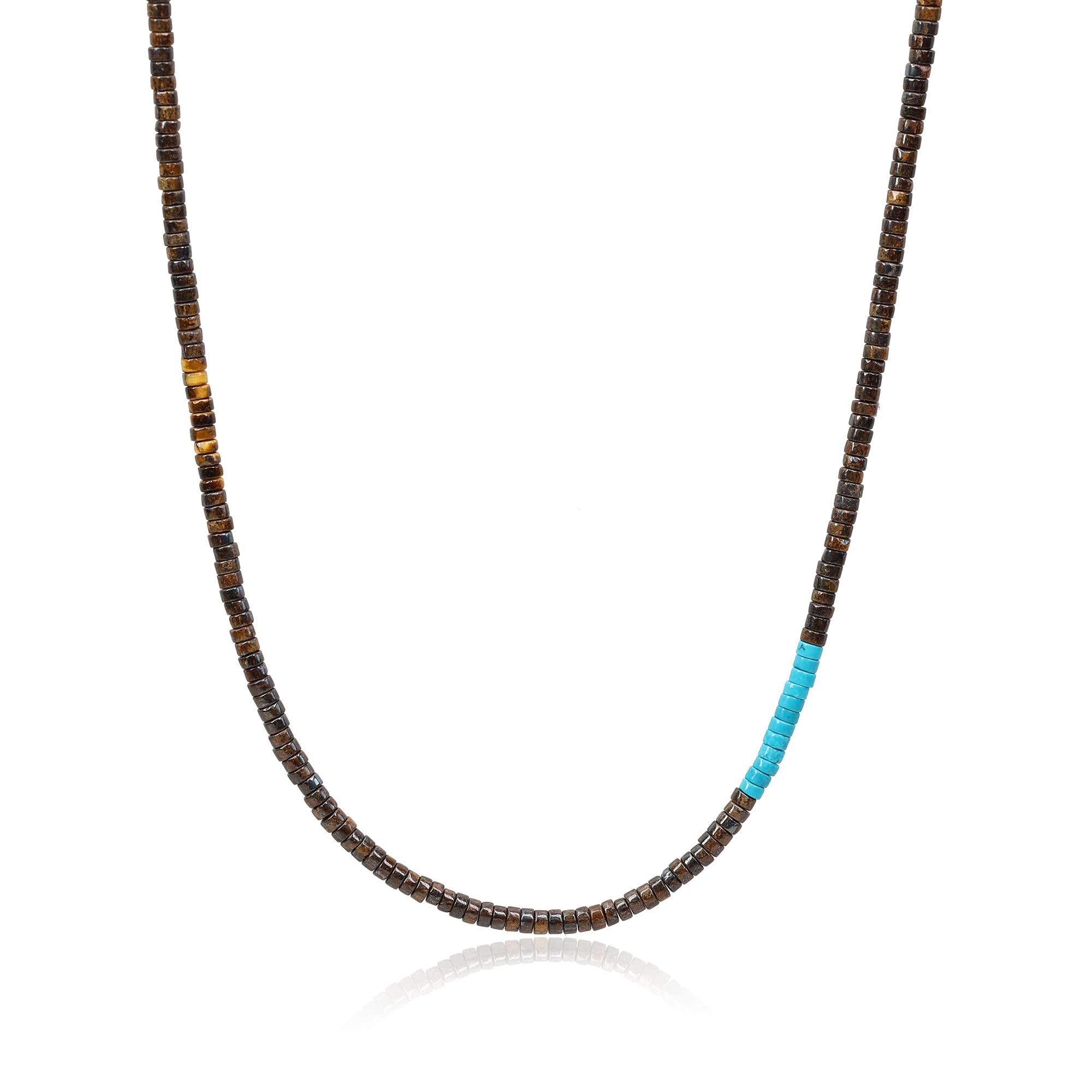 COAI Mens Womens Heishi Genuine Bronzite Stone Beaded Necklace 65cm