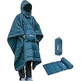 WildCall Hooded Camping Blanket with 3M Thinsulate Insulation Wearable Poncho Blanket Ultralight Foldable Quilt Sleeping Bag for Outdoor, Hiking, Stadium