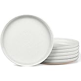 LIANYU Stoneware Dinner Plates Set of 6, 10.5 Inch Large Ceramic Salad Plates for Kitchen, Porcelain Round Serving Dishes Set, Oven, Microwave & Dishwasher Safe, Scratch Resistant, Snowy White