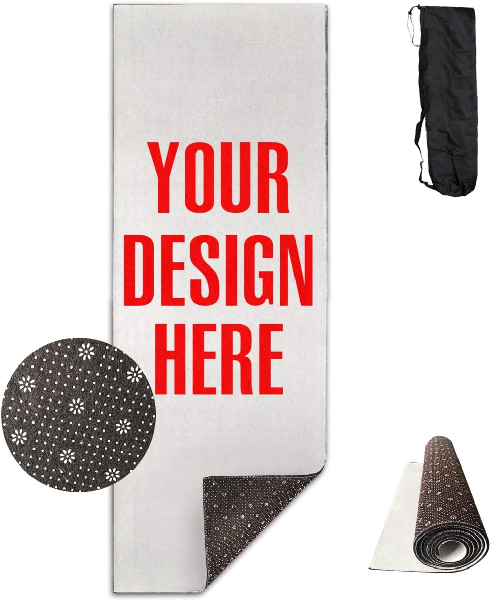Custom Unisex Yoga Mat with Designs Picture Text Printed Non-Slip Thick Fitness & Exercise Mats,25" x 70"