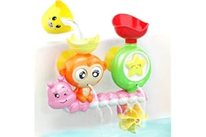 G-WACK Bath Toys for Toddlers Age 1 2 3 Year Old Girl Boy, Preschool New Born Baby Bathtub Water Toys, Durable Interactive Multicolored Infant Toy, Lovely Monkey Caterpillar,Strong Suction Cups Pink