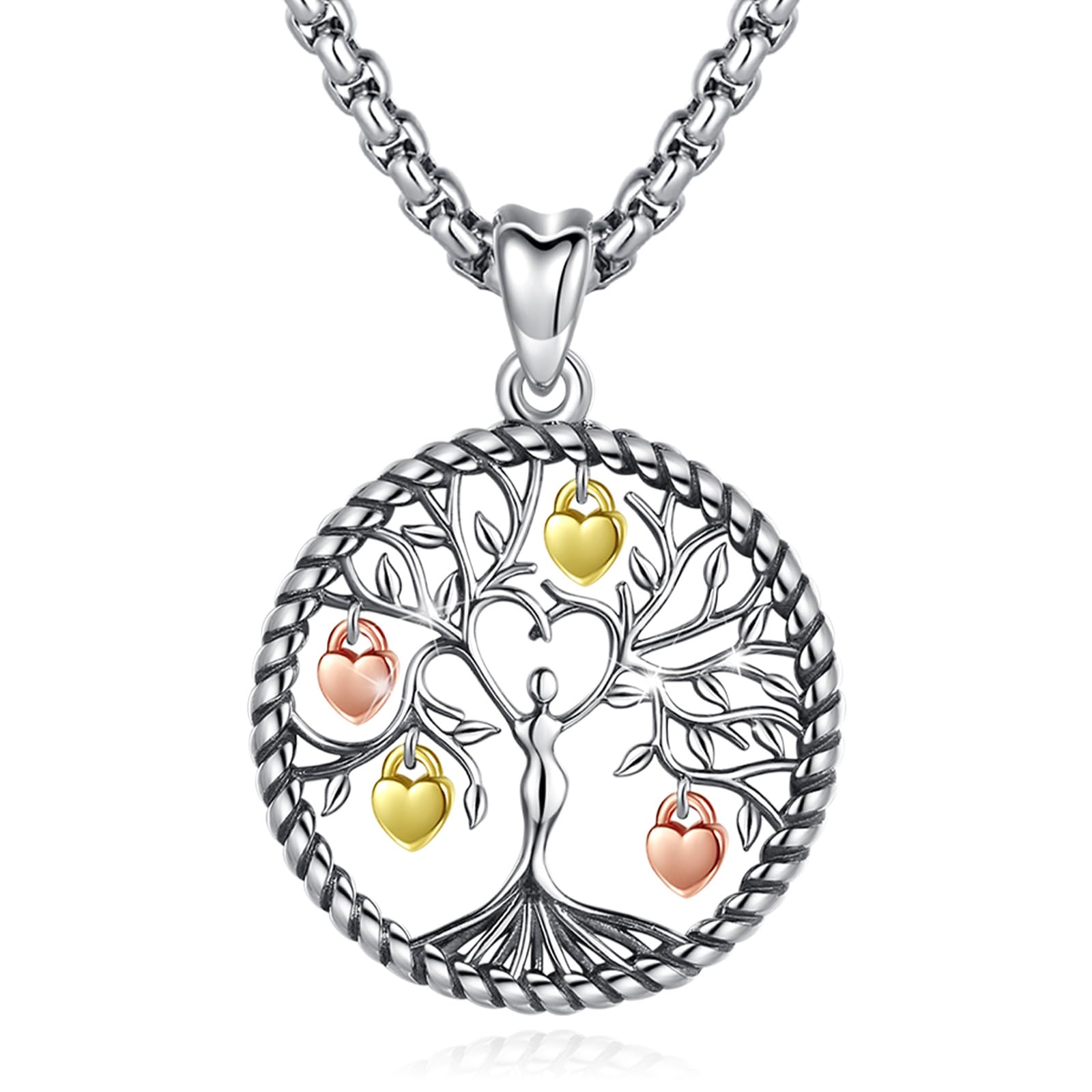 Eusense 925 Sterling Silver Tree of Life Necklace Family Tree Pendant Jewellery Gift for Women