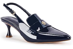 Coutgo Women's Pointed Toe Sandals Slingback Kitten Heel Pumps Slip On Ankle Buckle Dress Shoes