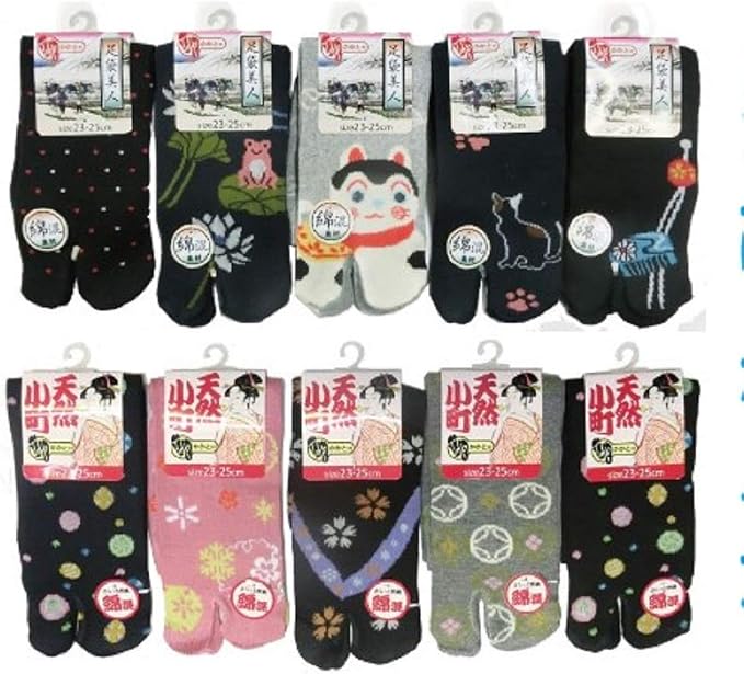 Amazon 靴下 レディース 足袋 ソックス 10足セット 和風シリーズ ２３ ２５cmサイズ 海外の方のお土産にも ソックス 通販