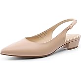 DREAM PAIRS Kitten Slingback Low Block Heels for Women Pointed Closed Toe Business Dress Shoes Wedding Party Comfortable Pumps Shoes