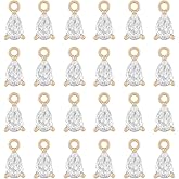 HOBBIESAY 18K Gold Plated Round Crystal Charm Pendants Cubic Zirconia Charms Brass Pendants with Loops Cubic Zirconia Crystal Charms for Jewelry Making