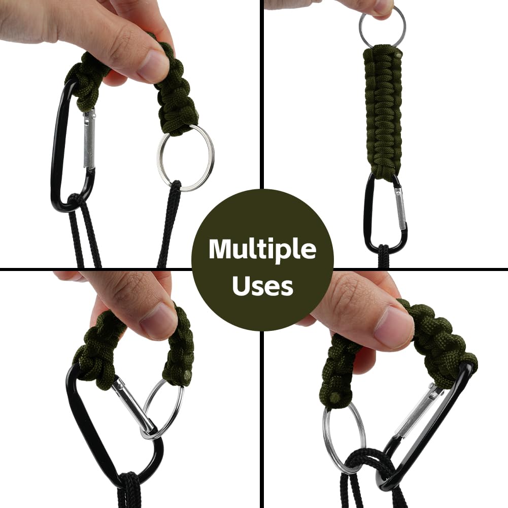 OFFCUP Paracord Schlüsselanhänger mit Karabiner, Schlüsselanhänger Karabiner Geflochtenes Lanyard, Karabinerhaken D Ring Schlüsselband Schlüsselring für Motorrad Auto Camping Wandern 5