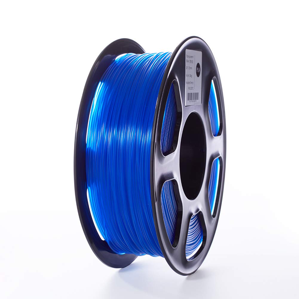 TOPZEAL 3D Printer Filament, Transparent Series Color PLA Filament 1.75mm, Dimensional Accuracy +/- 0.05mm, 2.2LBS(1KG) Spool for 3D Printer and 3D Pen (Transparent-Blue)