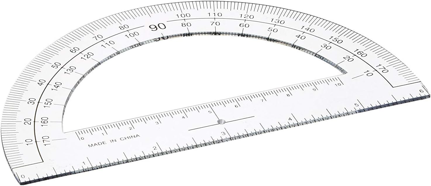 1InTheOffice Clear 180 Degree Protractor, Plastic, 6 Inch Protractor Ruler 6" (3 Pack) : Office Products