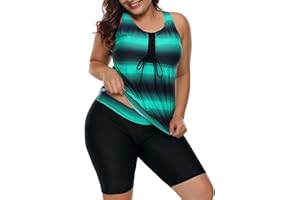 LALAGEN Womens 2025 Plus Size Tankini Swimsuits Rash Guard Capris Athletic Two Piece Swimwear Bathing Suits for Women S-5X