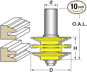 Woodtek 151336 10 Pack Router Bits Door Construction Stile