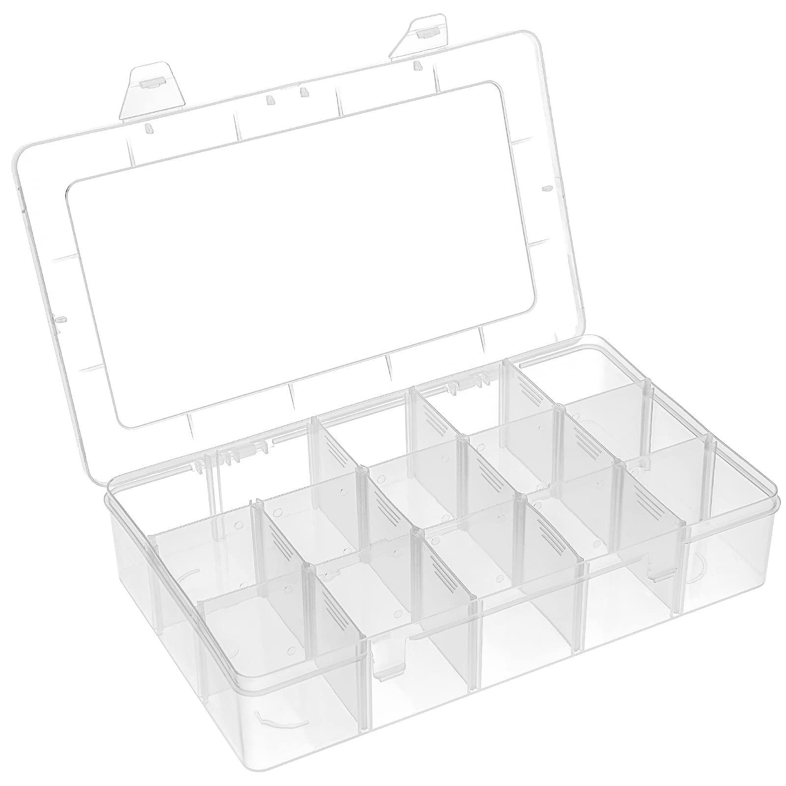 BTremary 15 Grids Transparent Plastic Jewellery Bead Organiser Storage Box with Dividers, Clear Bauble Storage Boxes with Compartments, Screw Craft Organisers and Storage
