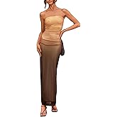 PRETTYGARDEN Women's Summer Wedding Guest Dress Strapless Tube Top Maxi Bodycon Long Floral Mesh Beach Vacation Party Dresses