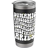 Aries Zodiac Sign Groovy Aries Birthday Aries Astrology Stainless Steel Insulated Tumbler