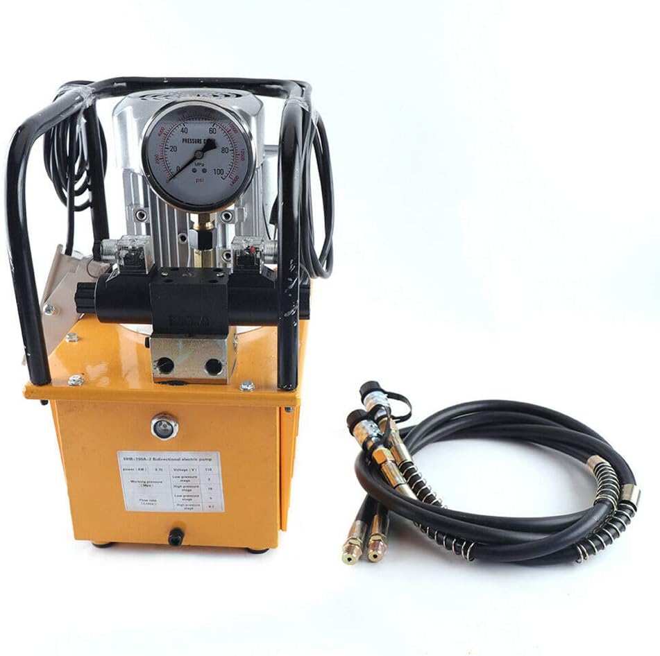 10152 PSI Hydraulic Electric Pump 750W Double Acting Hydraulic Driven Pump 110V 7L Manual Valve Hydraulic Power Pack Cylinder Hydrafore Pump