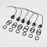 Enchufe de luz impermeable para exteriores con cable, enchufe de bombilla E26/E27 (paquete de 6) - 1 pie, 20 Awg, MA6009