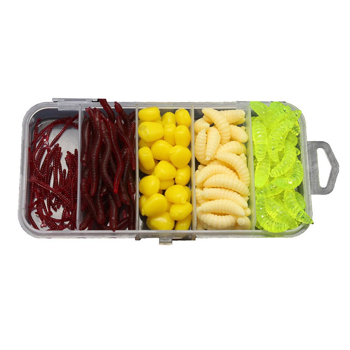 FOLANDO 161PCS Bass Fishing Lure Kit - Worm Bait Earthworm Corn Lures for Carp in Freshwater Saltwater