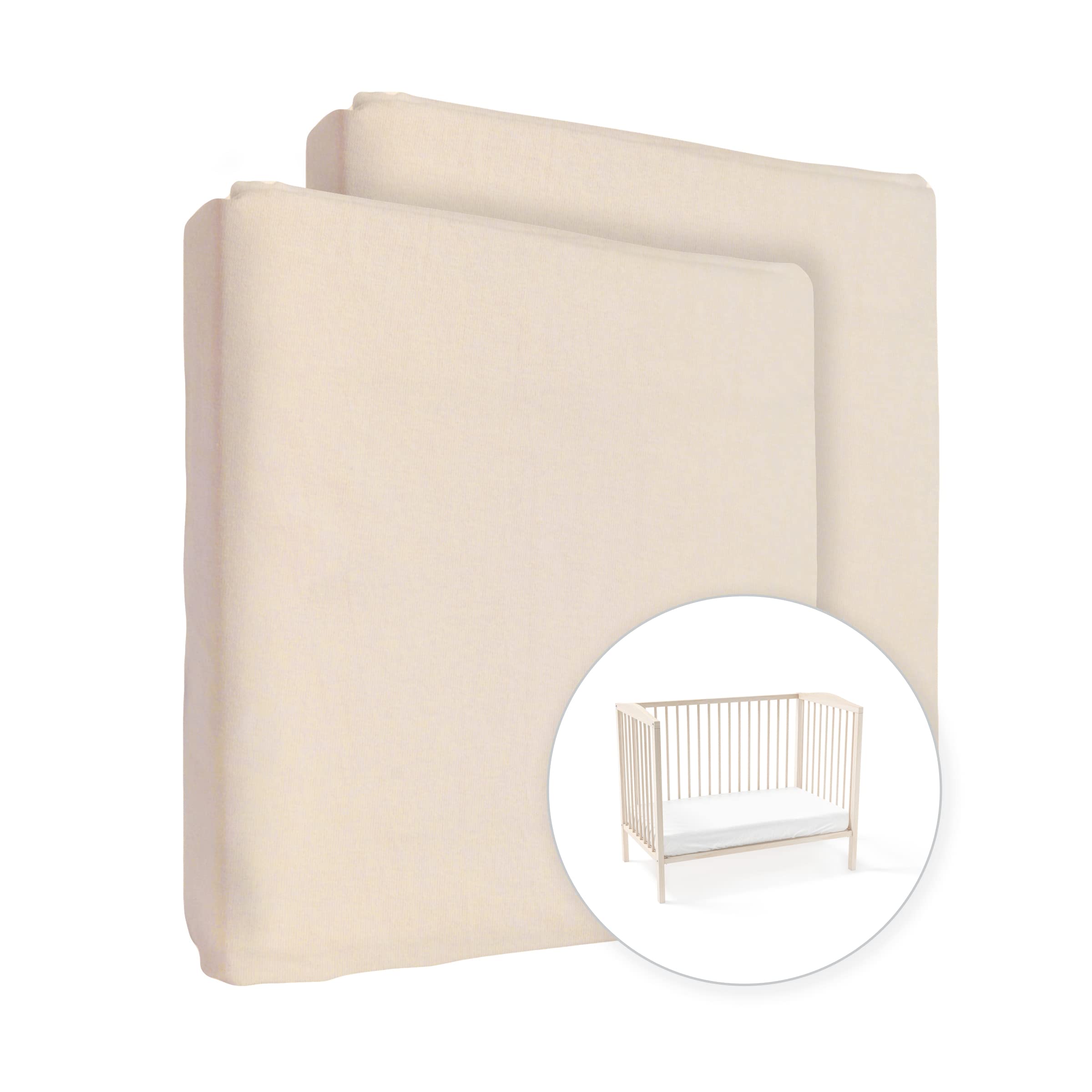 2X Jersey 100% Cotton Fitted Sheet for 160 x 70 cm Toddler Junior Bed Mattress (Cream) — image 1