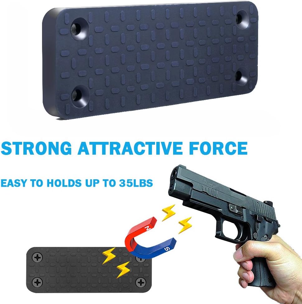 SOPI Gun Magnet, Rubber Coated Magnetic Gun Mount for Car Truck Wall Magnet Gun Holster Holder Concealed for Handgun Rifle Pistol Revolver Magazine in Home and Vehicle with 35lbs Rating