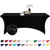 eccwai Spandex 6ft Waterproof Table Cover for Party,Wedding, Banquet, and Events(Black)