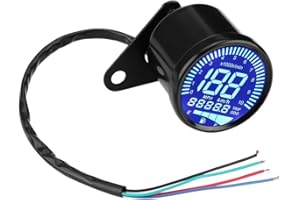 Digital Motorcycle Speedometer, Keenso 12V DC Universal Motorcycle LED Backlight Digital Speedometer Tachometer Speed Gauge Oil Level Meter Voltmeter Voltage Black