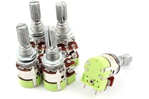 SOURCING MAP uxcell 5pcs Stereo B20K 20K Ohm Dual Linear Taper Potentiometer Switch
