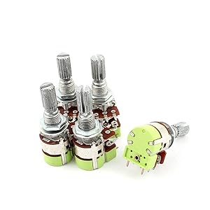 sourcing map Sourcingmap 5pcs Estéreo B20K 20K ohmios Lineal Doble Cono Interruptor del potenciómetro de Control de Volúmen