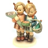Hummel Going to Grandmas #52 Figurine, Two Girls, White With Multiple Colors