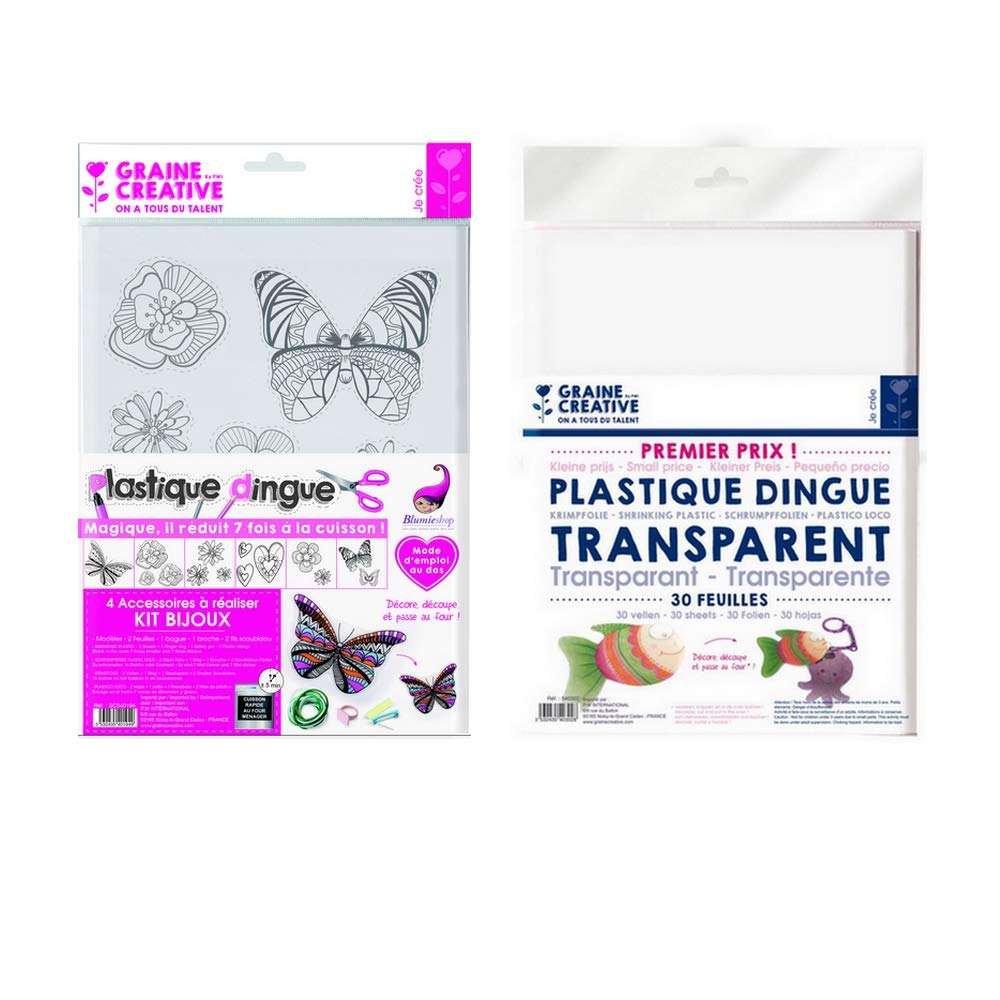Blumie Pack of 1 Kit of 30 Sheets of Crazy Plastic Transparent + 1 Jewellery Kit
