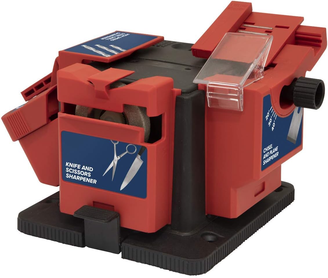 Sealey Sms2004 Multi-Purpose Sharpener - Bench Mounting 65W, Red, 177mm x 222mm x 207mm - Image 5