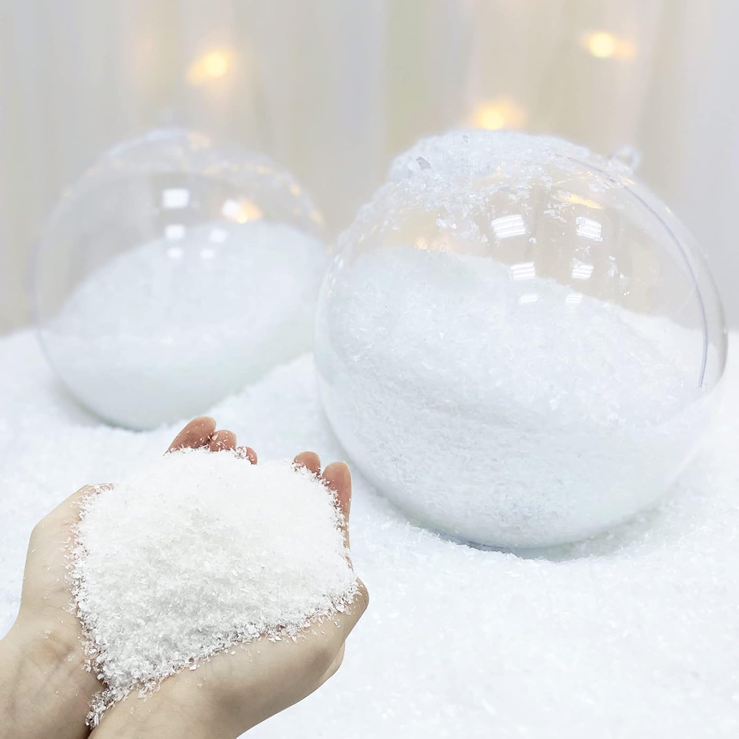 Artificial Snow - TURNMEON 10 Ounces Artificial Snow Powder Christmas Tree Decorations, Sparkling Faux Fake Snow Dry Plastic Snowflakes for Xmas Christmas Decorations, Village Displays, Slime, Holiday Winter Crafts