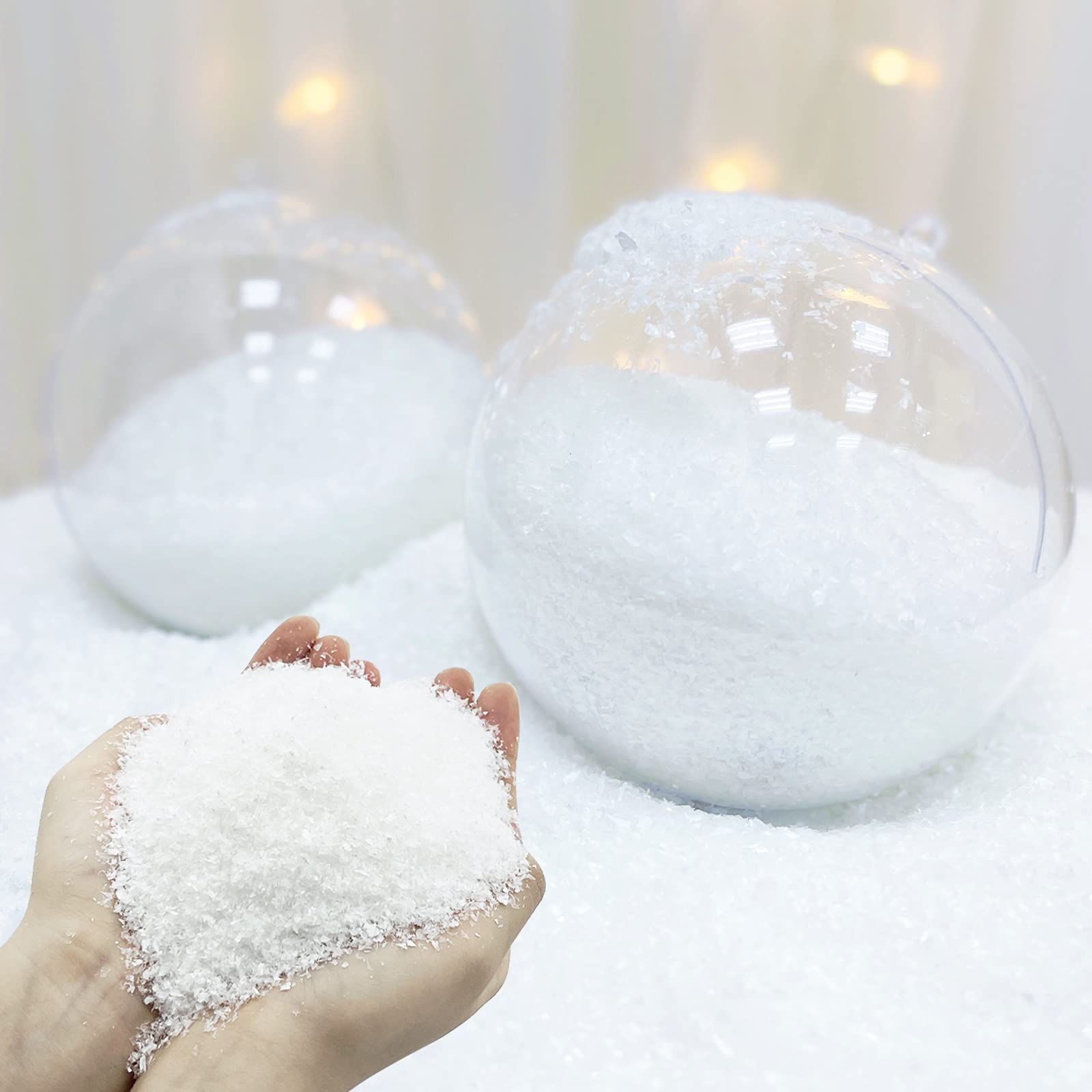 Photo 1 of 10 Ounces Artificial Snow Powder Christmas Tree Decorations, Sparkling Faux Fake Snow Dry Plastic Snowflakes for Xmas Christmas Decorations, Village Displays, Slime, Holiday Winter Crafts